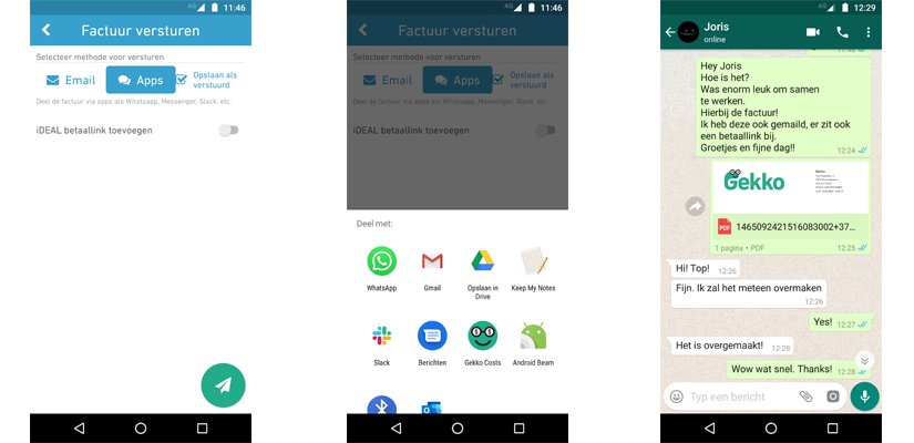 Facturen delen met Whatsapp